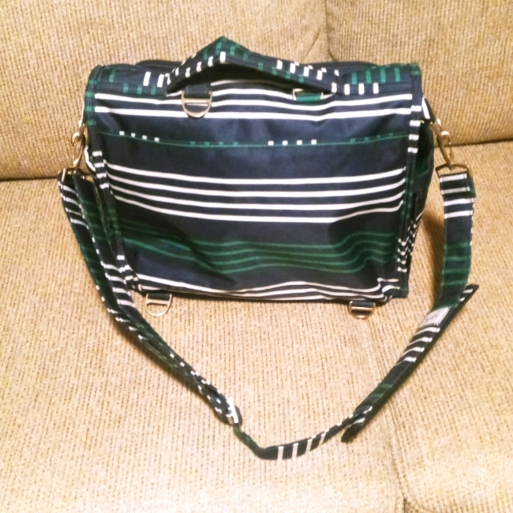 Jujube Green,Navy & White Striped Diaper Bag